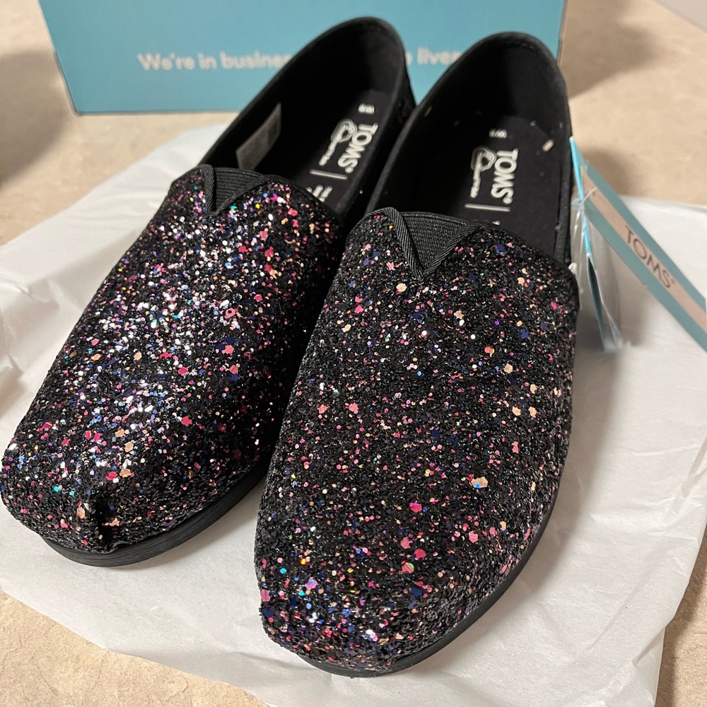 Toms Black Glitter Alpargata